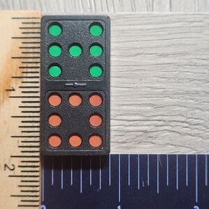 7:8 Vintage Whitman Replacement Domino Large Black Plastic Color Dots Domino…